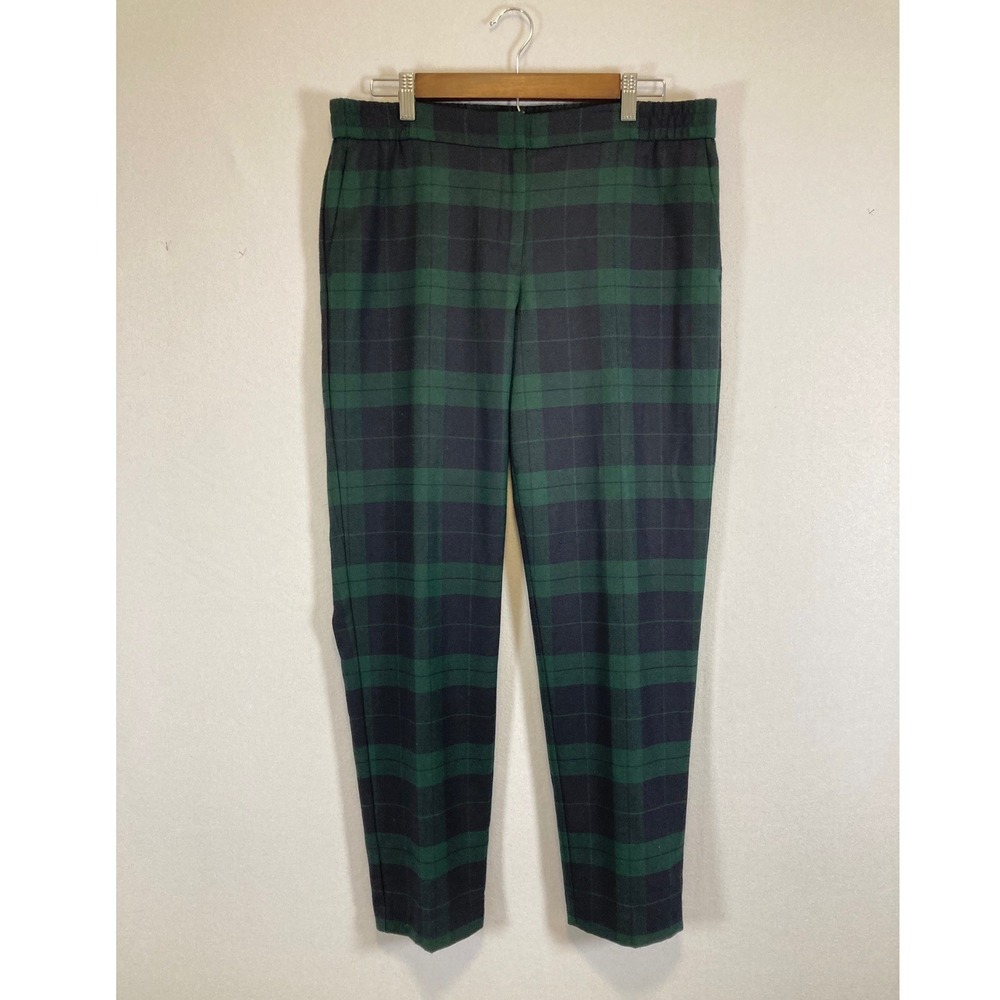 Dark Academia Talbots Womens 8 Green Black Watch Plaid Wool‎ Blend Ankle Pants
